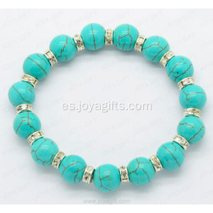 Venta al por mayor de joyería de moda turquesa 8 MM cuentas redondas pulsera